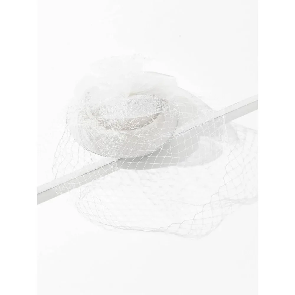 🤍 Pinup Accessory 1950s Retro Vintage Fascinator Bridal White Pillbox Veil Hat